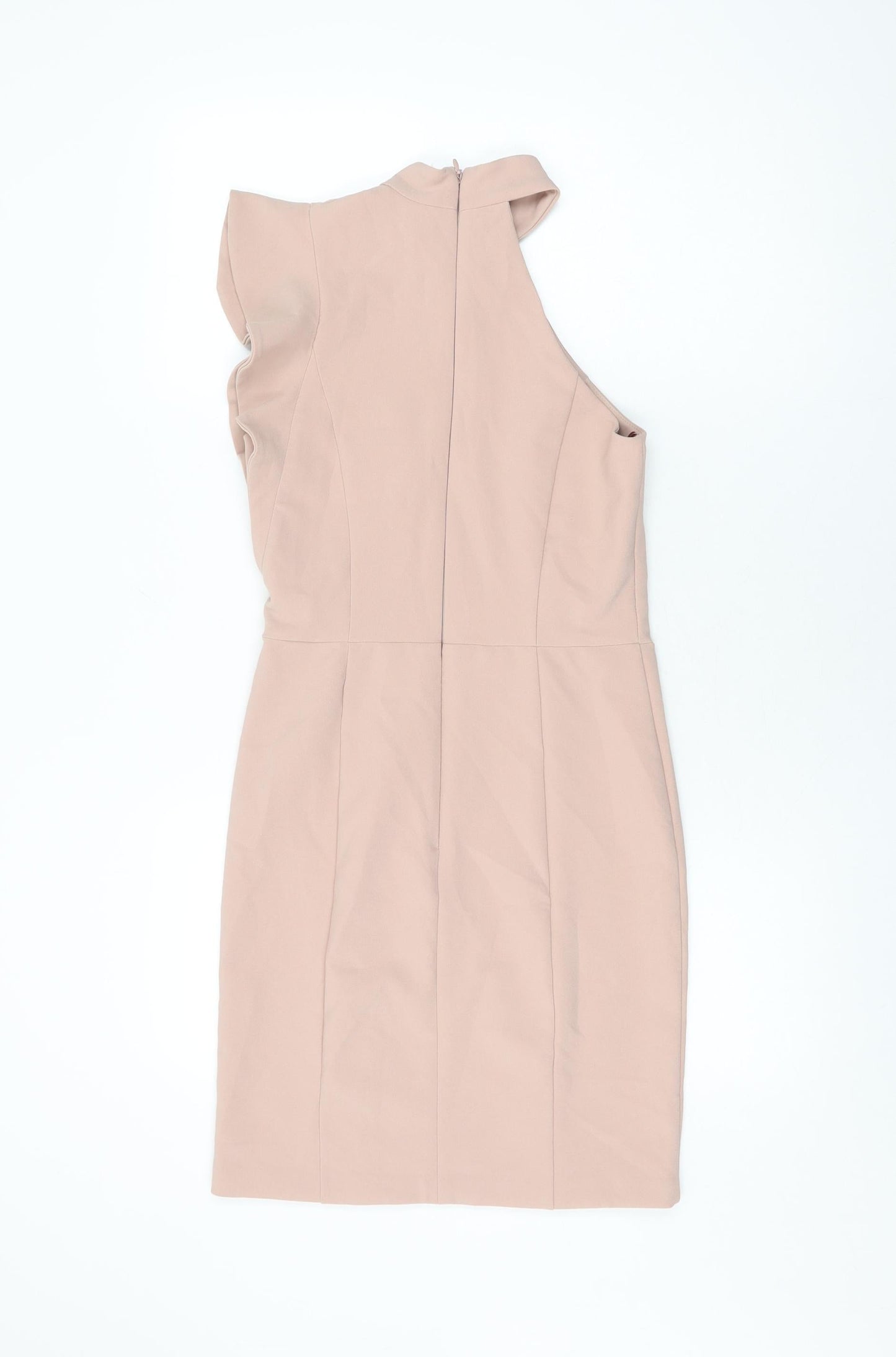 River Island Womens Pink Polyester Bodycon Size 8 Round Neck Zip