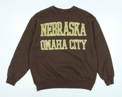 Pull&Bear Mens Brown Cotton Pullover Sweatshirt Size S - Pull & Bear