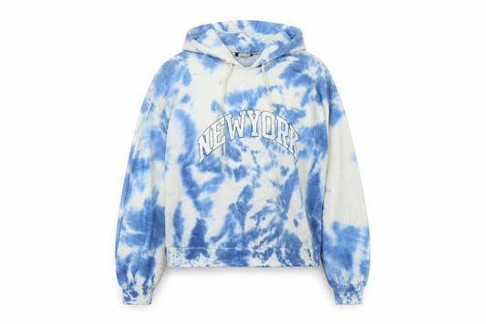 New York Womens Blue Cotton Pullover Hoodie Size M
