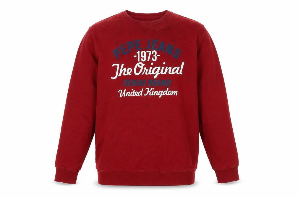 Pepe Jeans Mens Red Cotton Pullover Sweatshirt Size L - pepe Jeans