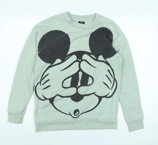 Disney Womens Green Cotton Pullover Sweatshirt Size S - Disney