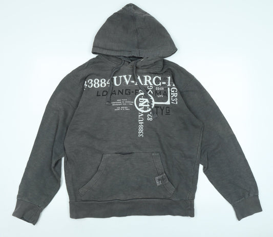 DENIM SEVENTY THREE Mens Grey Cotton Pullover Hoodie Size S - Denim Seventy three