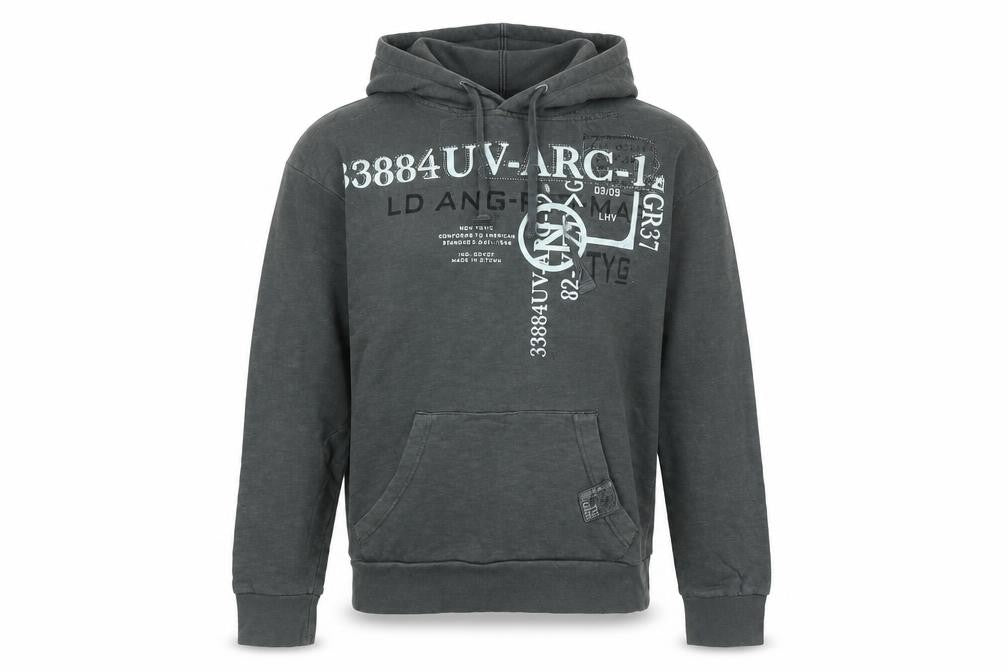 DENIM SEVENTY THREE Mens Grey Cotton Pullover Hoodie Size S - Denim Seventy three