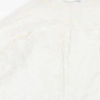 Zara Womens White Cotton Basic Blouse Size 8 Collared