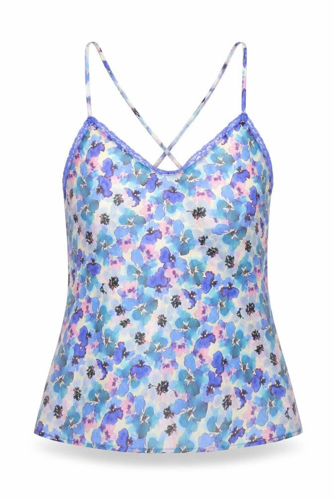 Accessorize Womens Blue Floral Polyester Cami One Piece Size XS