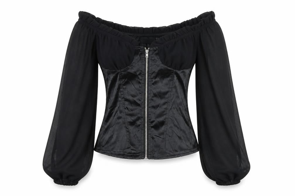 PRETTYLITTLETHING Womens Black Polyester Blend Cropped Blouse Size 4 Square Neck