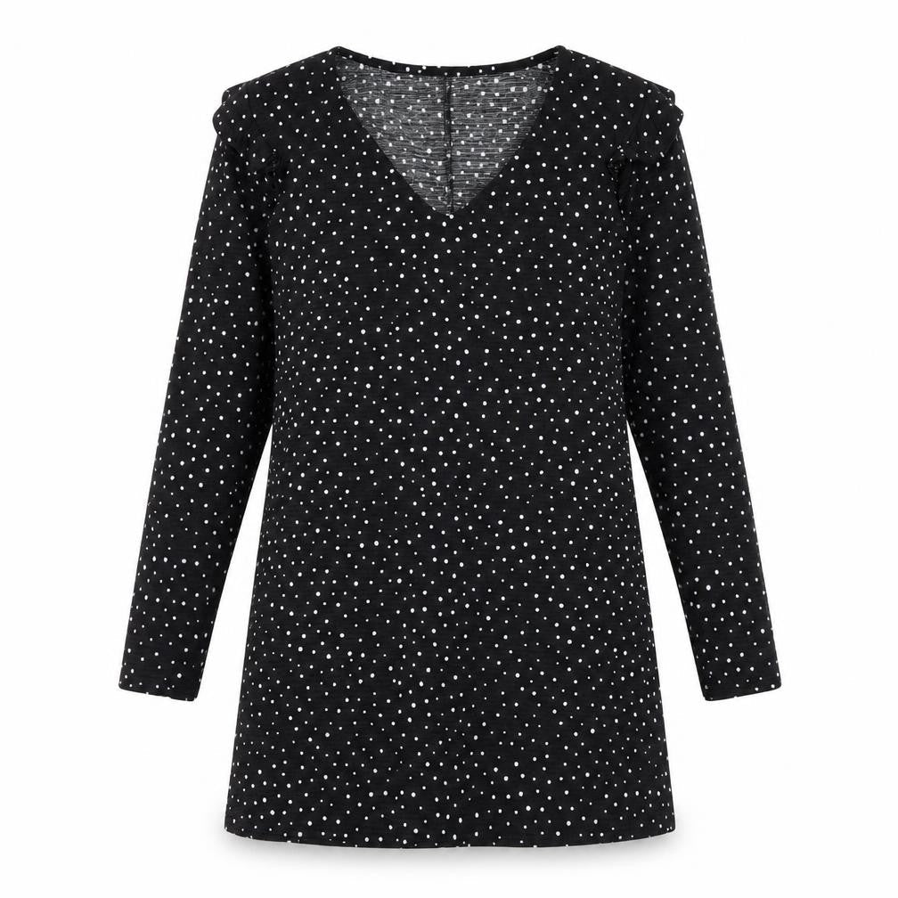 MNG Womens Black Polka Dot Polyester Shift Size M V-Neck