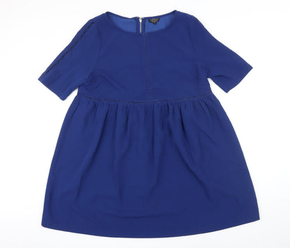 Topshop Womens Blue Polyester A-Line Size 8 Boat Neck Tie