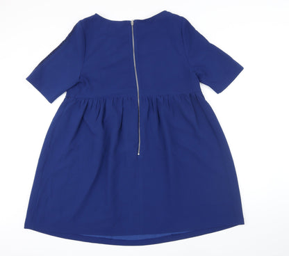 Topshop Womens Blue Polyester A-Line Size 8 Boat Neck Tie