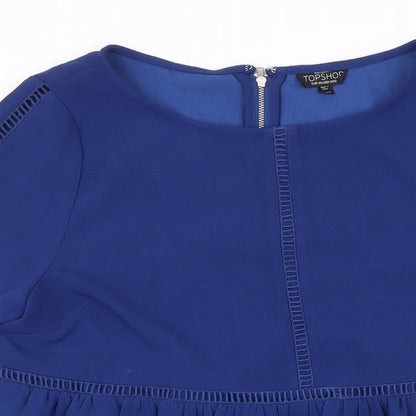 Topshop Womens Blue Polyester A-Line Size 8 Boat Neck Tie