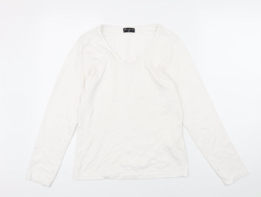 Orbix Womens White Viscose Basic T-Shirt Size M Scoop Neck