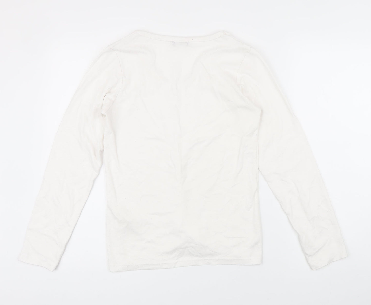 Orbix Womens White Viscose Basic T-Shirt Size M Scoop Neck