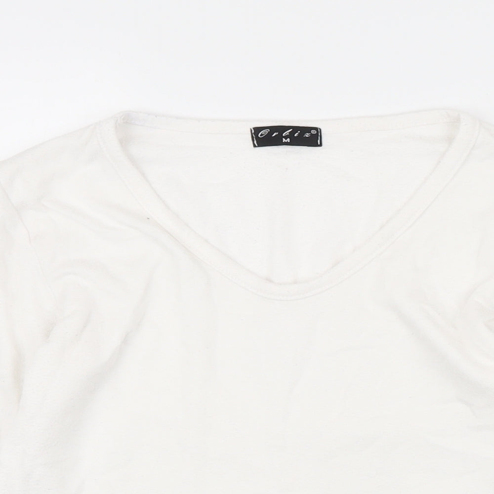 Orbix Womens White Viscose Basic T-Shirt Size M Scoop Neck