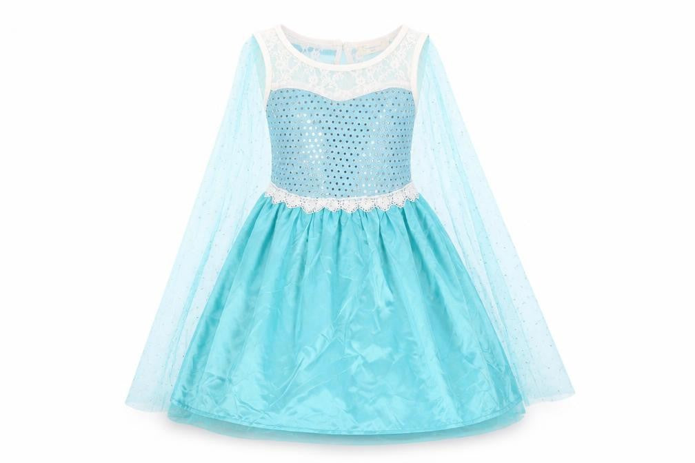 Samgami Girls Blue Polyester Blend Ball Gown Size 6-7 Years Boat Neck - Detachable cape