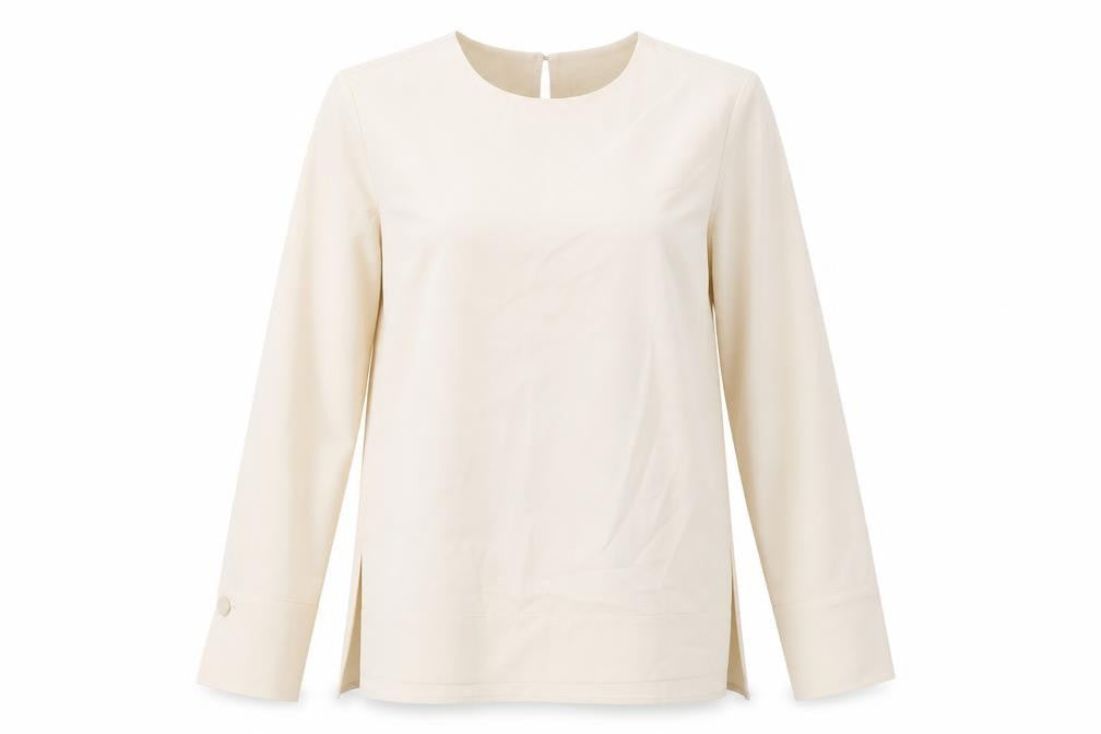 Warehouse Womens Beige Polyester Tunic Blouse Size 8 Scoop Neck