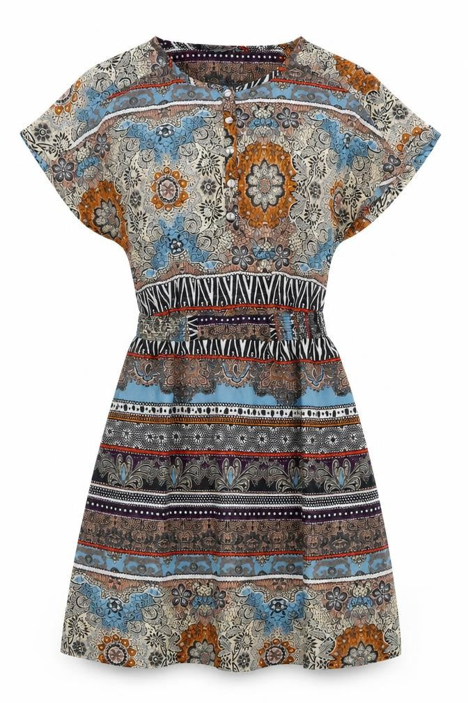 South Womens Multicoloured Floral Polyester A-Line Size 10 Boat Neck