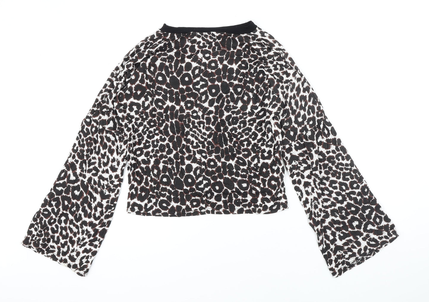 PRETTYLITTLETHING Womens Multicoloured Animal Print Polyester Blend Basic Polo Size 12 Boat Neck