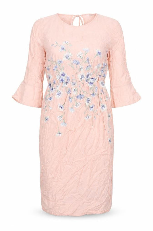 Zarina weekend Womens Pink Floral Viscose Sheath Size 14 Boat Neck