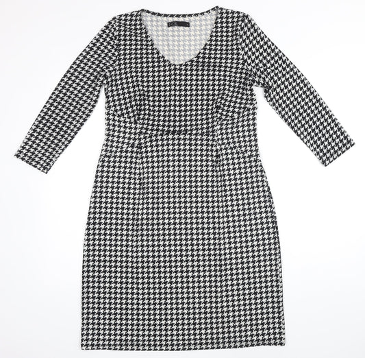 Foil Womens Multicoloured Houndstooth Polyester Shift Size S V-Neck