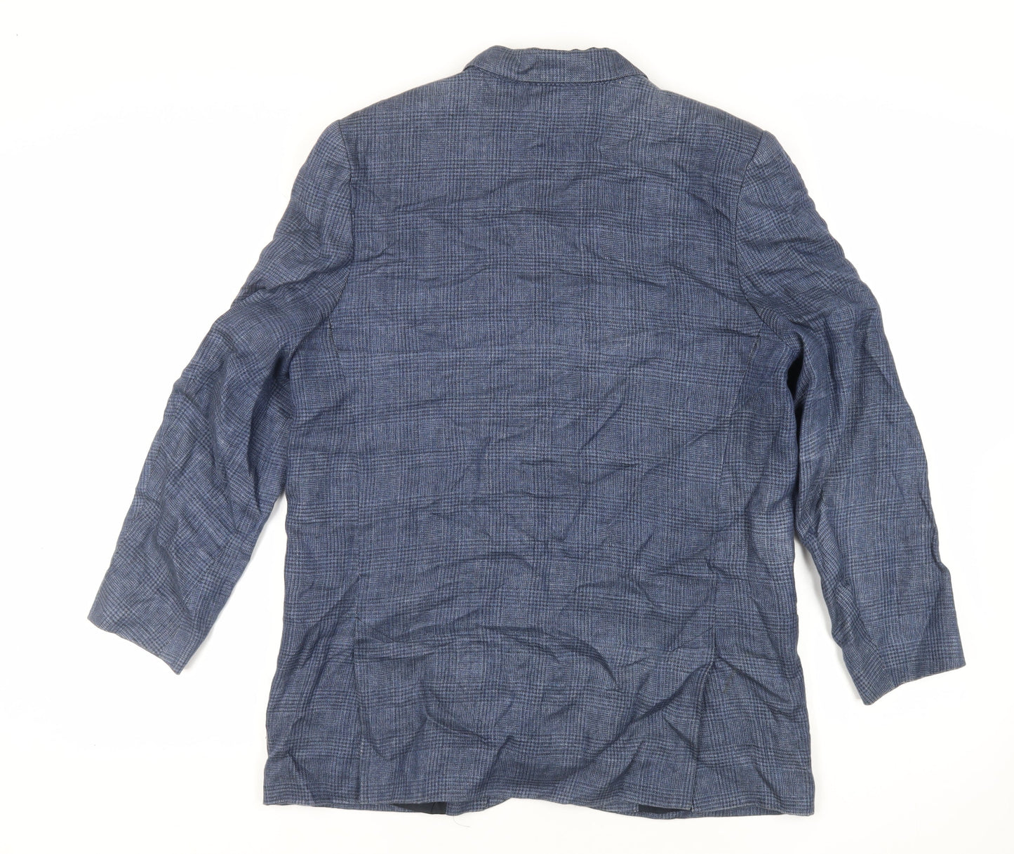 Paul Costelloe Womens Blue Plaid Jacket Blazer Size 12 Button
