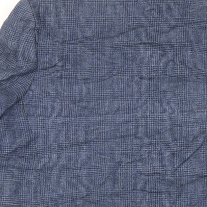 Paul Costelloe Womens Blue Plaid Jacket Blazer Size 12 Button