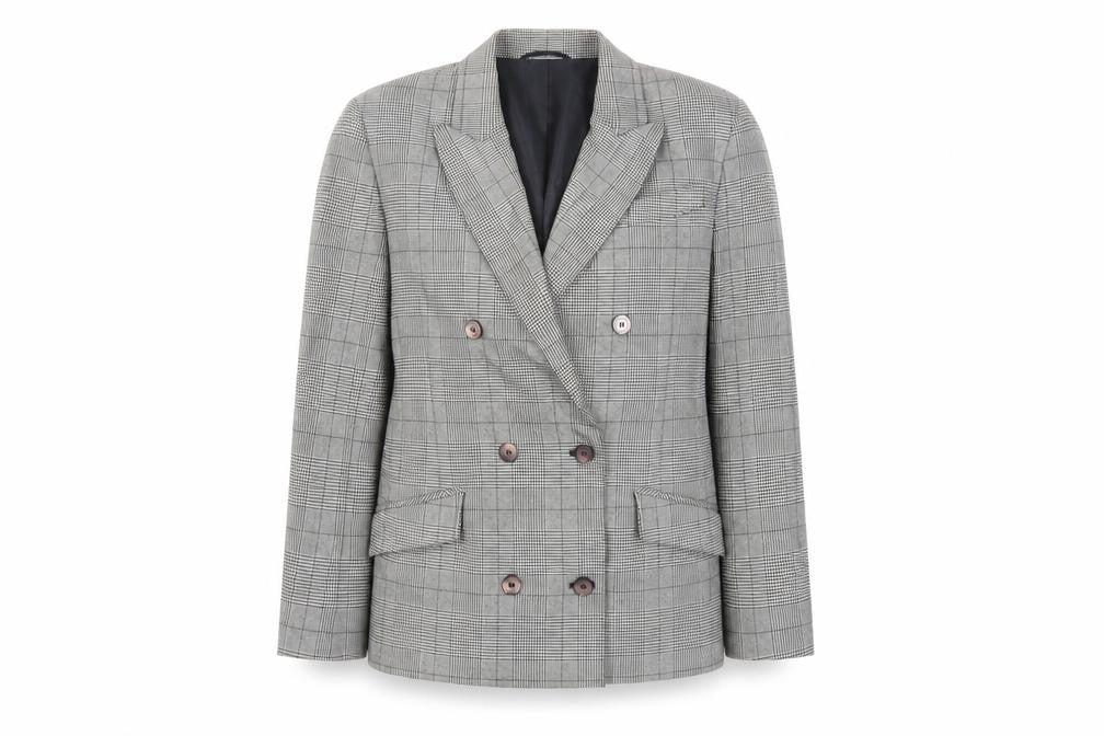 St Michael Womens Grey Plaid Jacket Blazer Size 12 Button - Vintage