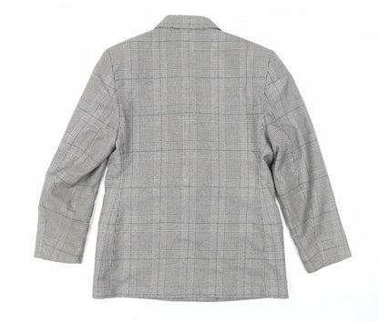 St Michael Womens Grey Plaid Jacket Blazer Size 12 Button - Vintage