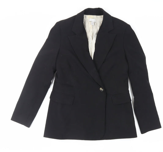 Topshop Womens Black Jacket Blazer Size 10 Button