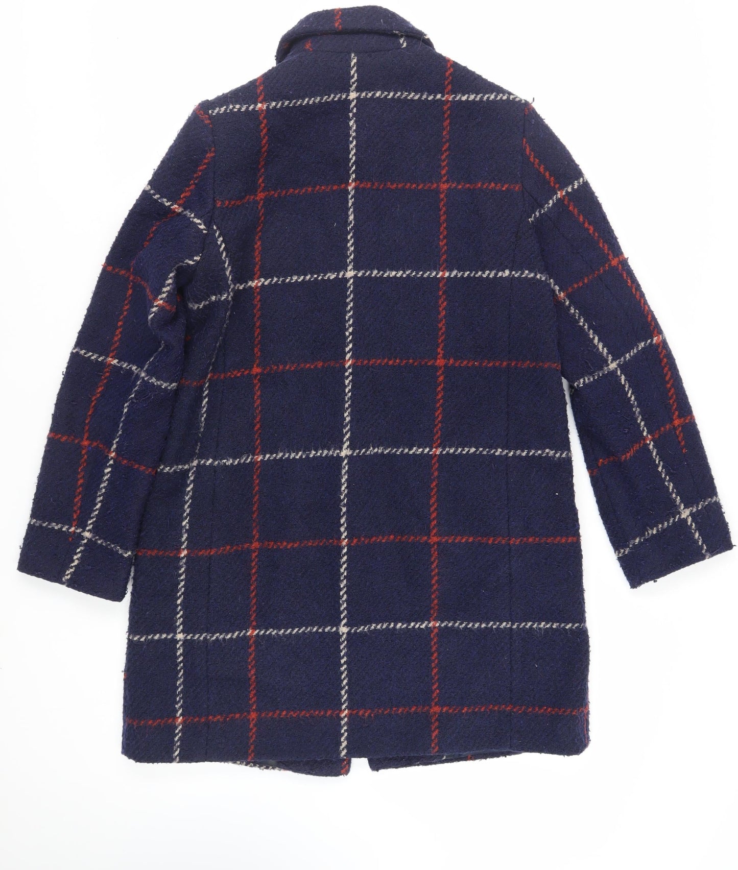 Debenhams Womens Blue Plaid Overcoat Coat Size 12 Button