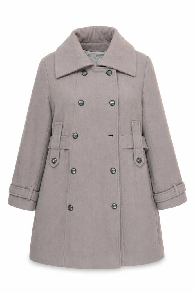 Minuet Womens Grey Pea Coat Coat Size 16 Button