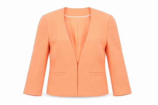 Front view of Principles women’s orange jacket blazer, size UK 12, - open