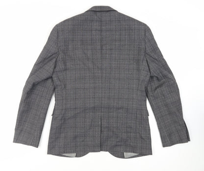 Next Mens Grey Plaid Wool Jacket Suit Jacket Size 40 Regular
