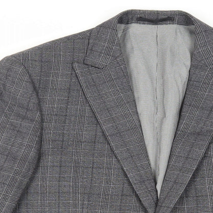 Next Mens Grey Plaid Wool Jacket Suit Jacket Size 40 Regular