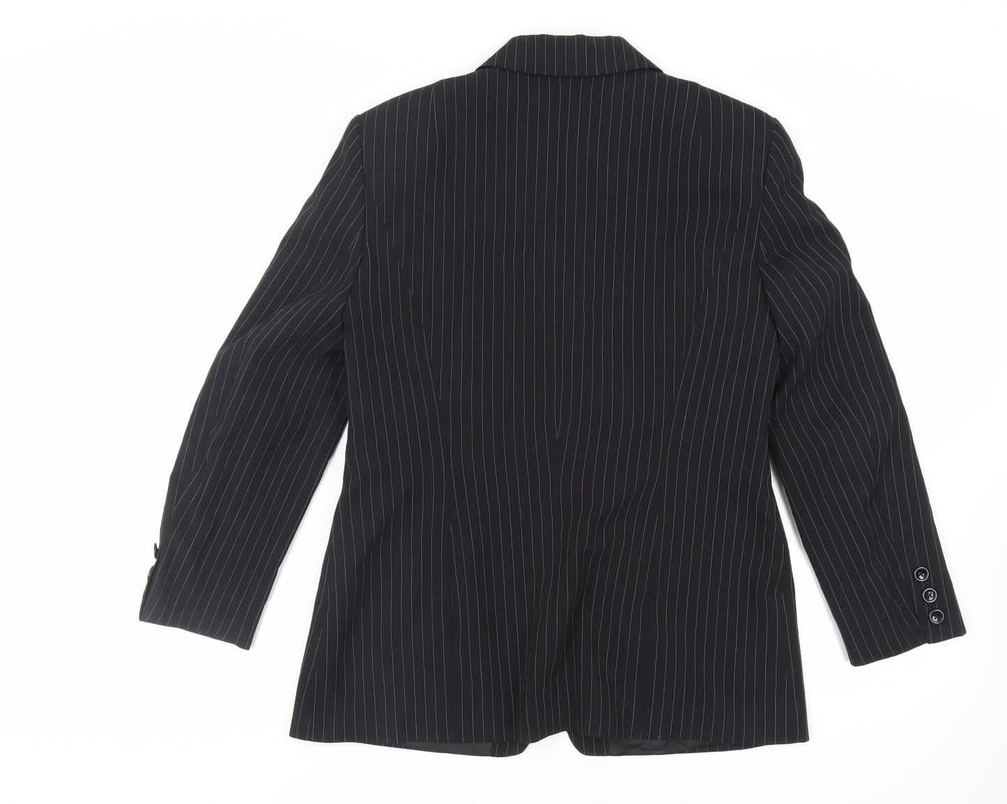 Bianca Womens Black Striped Jacket Blazer Size 14 Buckle