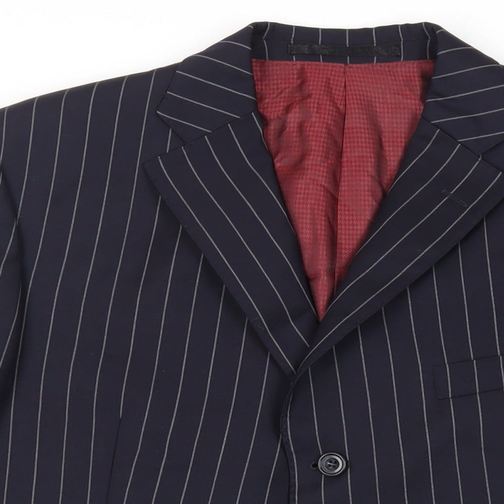 Marks and Spencer Mens Blue Striped Wool Jacket Suit Jacket Size 42 Regular