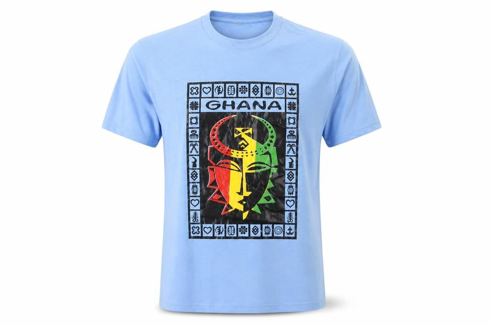 Kamiza Mens Blue Cotton T-Shirt Size M Crew Neck - Ghana