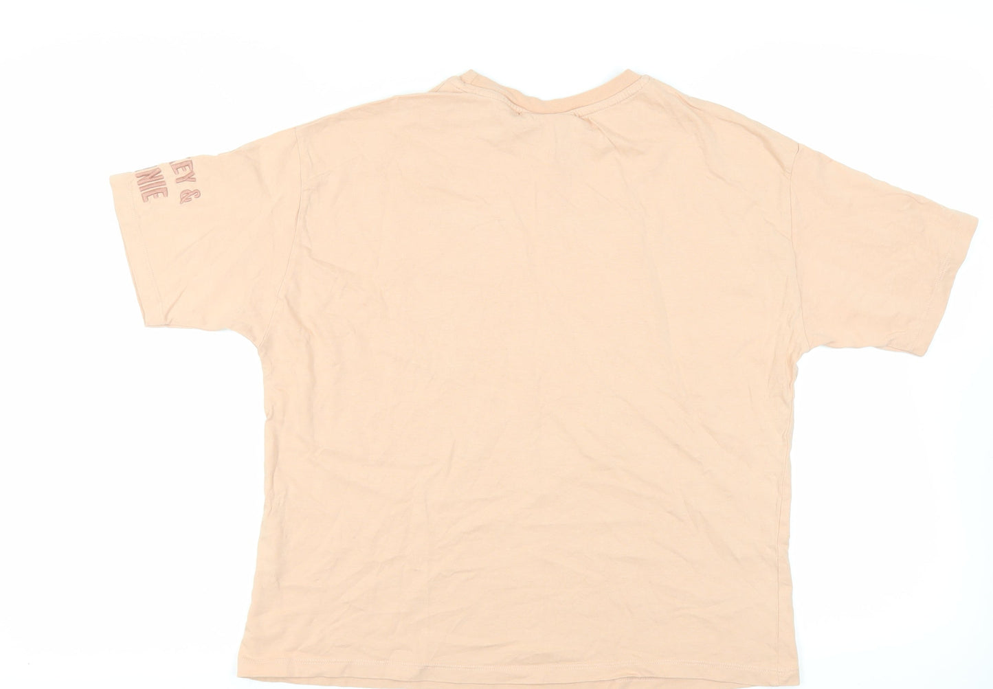 Disney Womens Pink Cotton Basic T-Shirt Size M Crew Neck - Mickey and Minnie Mouse