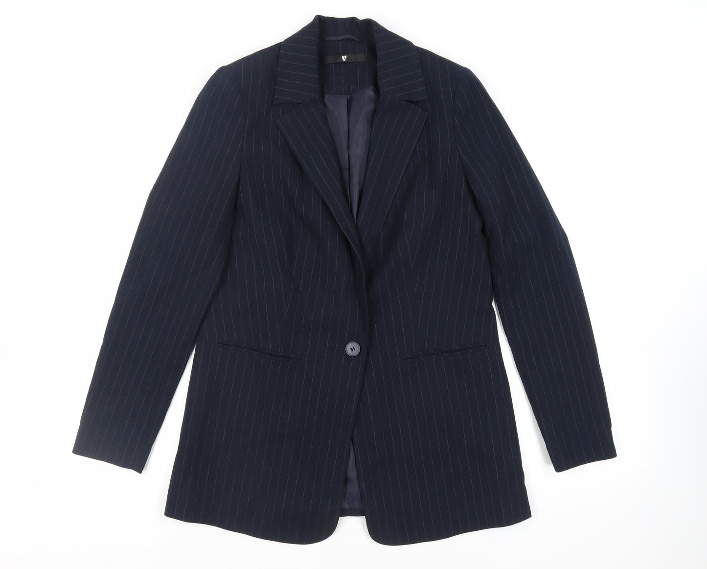Very Womens Blue Striped Jacket Blazer Size 8 Button