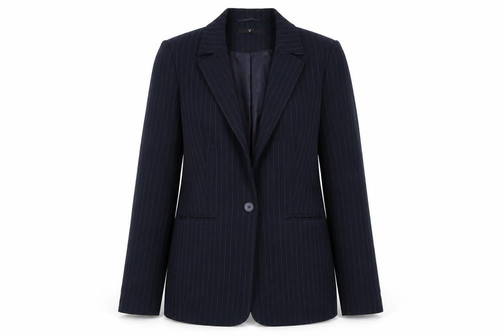 Very Womens Blue Striped Jacket Blazer Size 8 Button