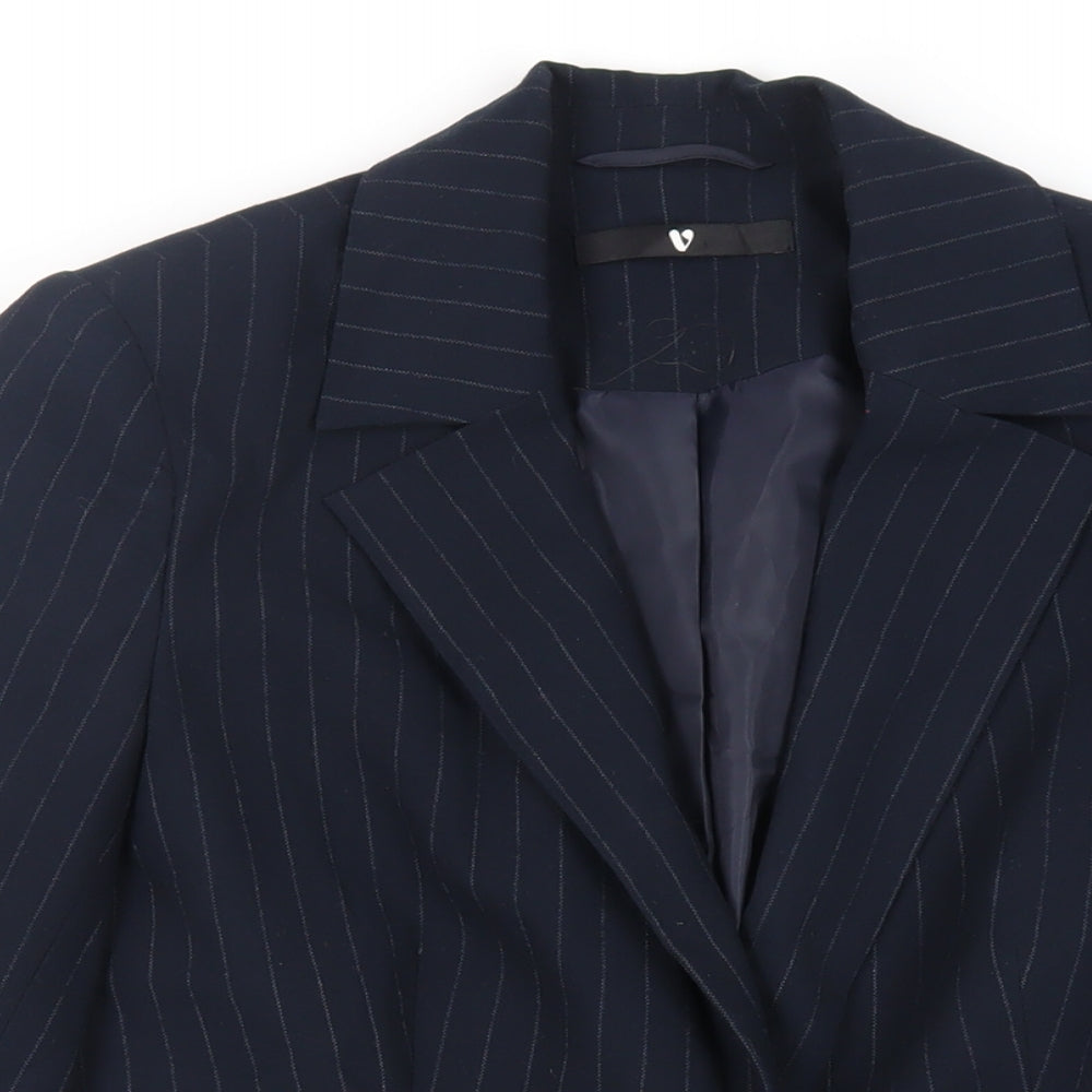 Very Womens Blue Striped Jacket Blazer Size 8 Button