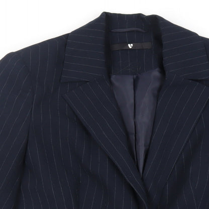 Very Womens Blue Striped Jacket Blazer Size 8 Button