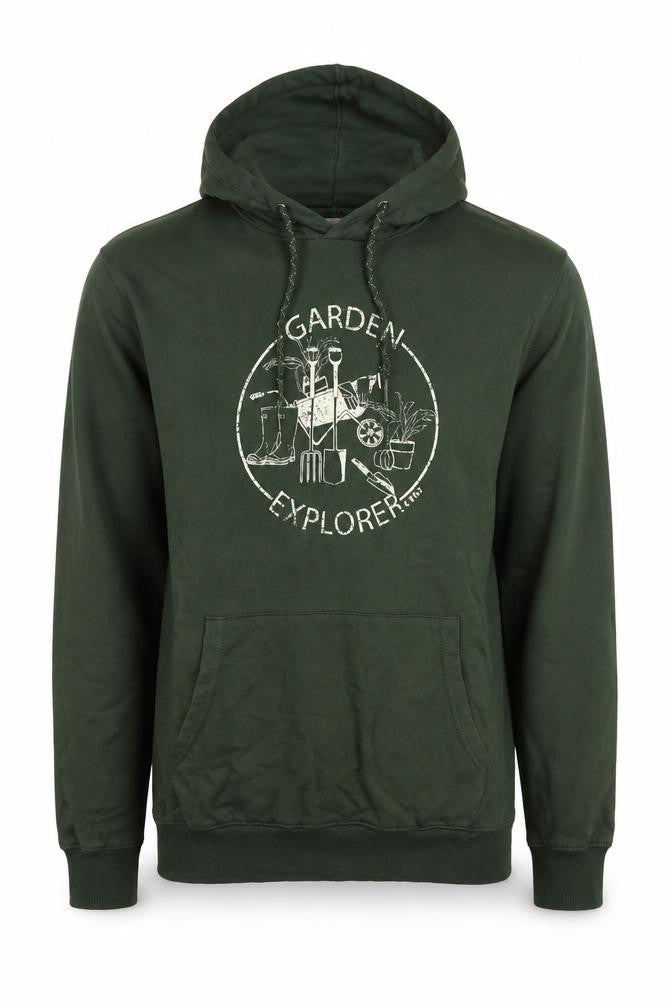 Cotton Traders Mens Green Cotton Pullover Hoodie Size M - Garden explorer