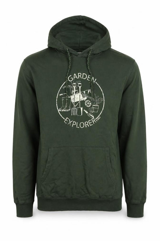 Cotton Traders Mens Green Cotton Pullover Hoodie Size M - Garden explorer
