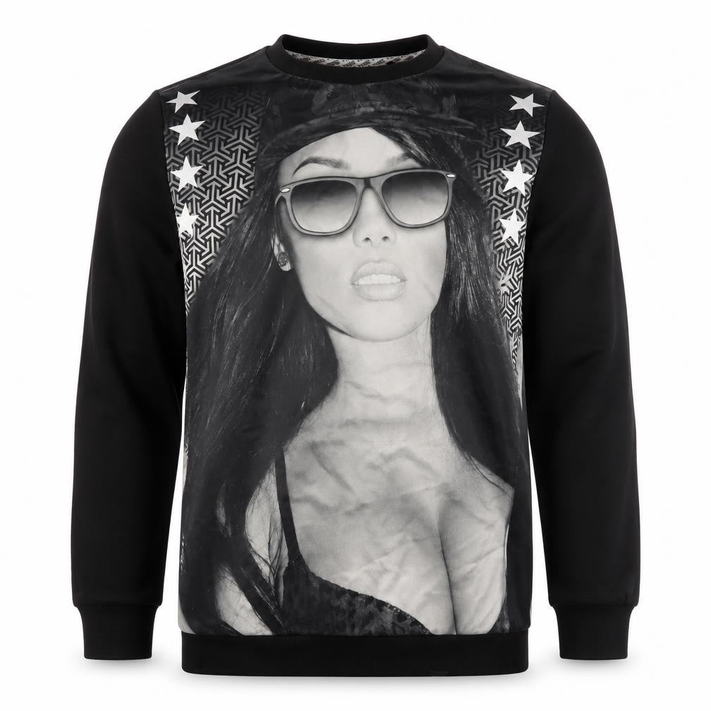 Fabric Mens Black Polyester Pullover Sweatshirt Size S - Sexy Lady
