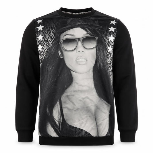 Fabric Mens Black Polyester Pullover Sweatshirt Size S - Sexy Lady