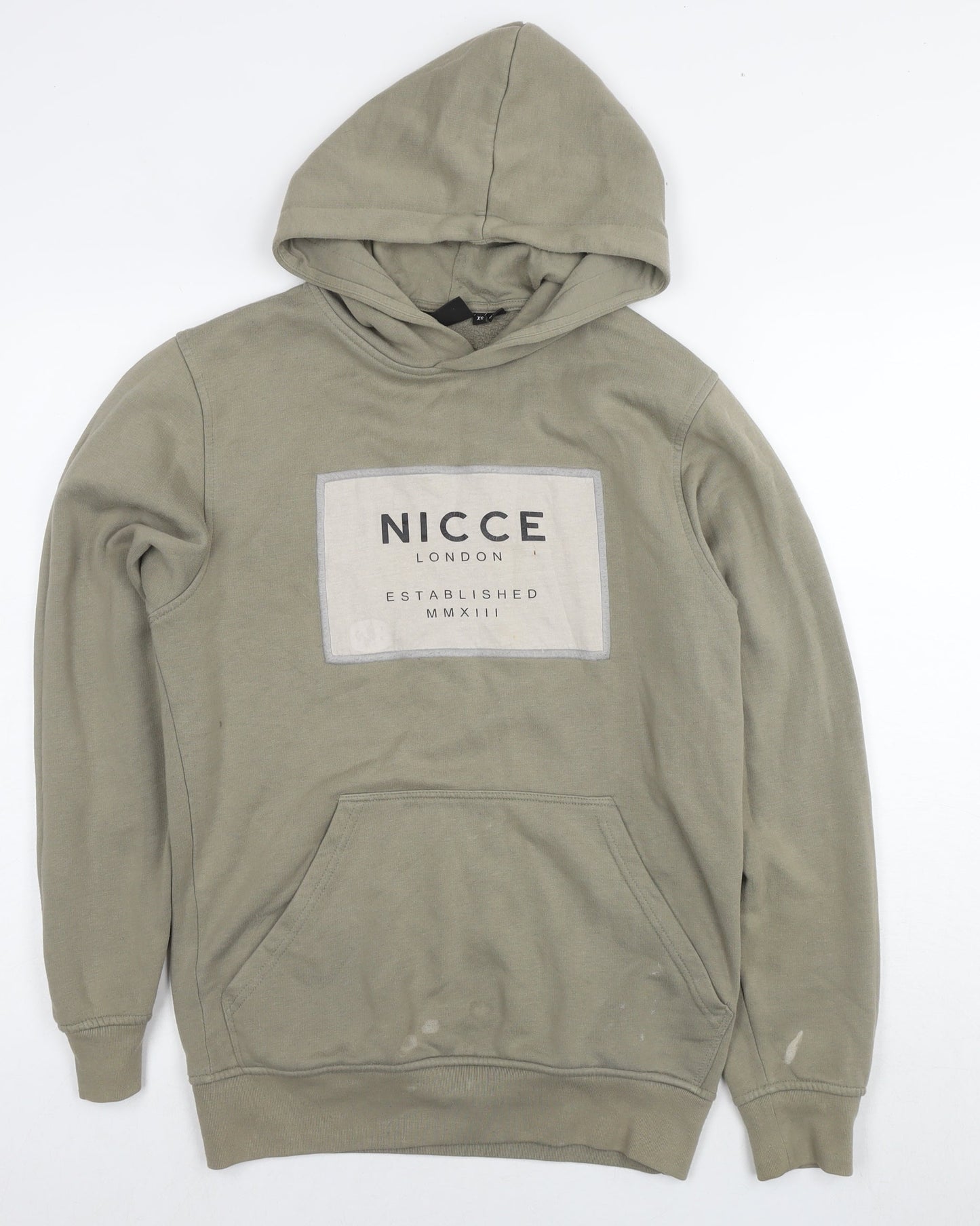 NICCE London Mens Green Cotton Pullover Hoodie Size XS