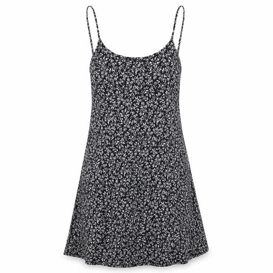 Brandy Melville Womens Black Floral Cotton Tank Dress Size 14 Round Neck Pullover