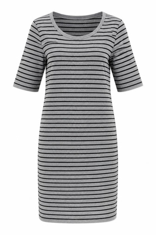 Philosophy Womens Grey Striped Cotton T-Shirt Dress Size M Round Neck Pullover