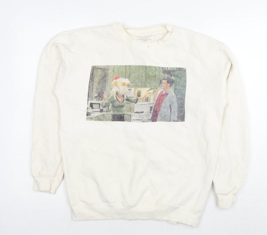 Friends Womens White Cotton Pullover Sweatshirt Size M Pullover