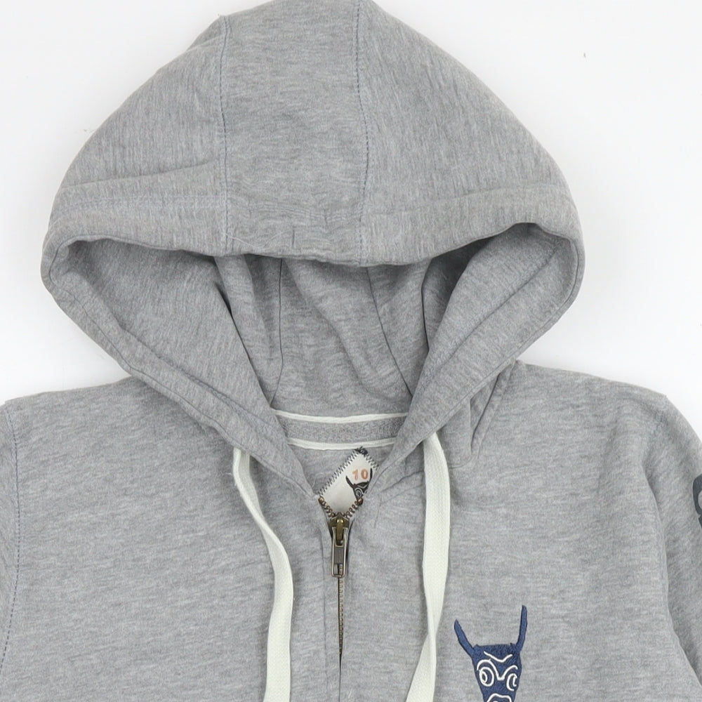 Ushi Womens Grey Cotton Full Zip Hoodie Size S Pullover - Logo